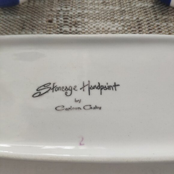 Living Art Stoneage VTG Cruet Set of 3 Carleen Gaby Stoneage Handpainted - Picture 7 of 13